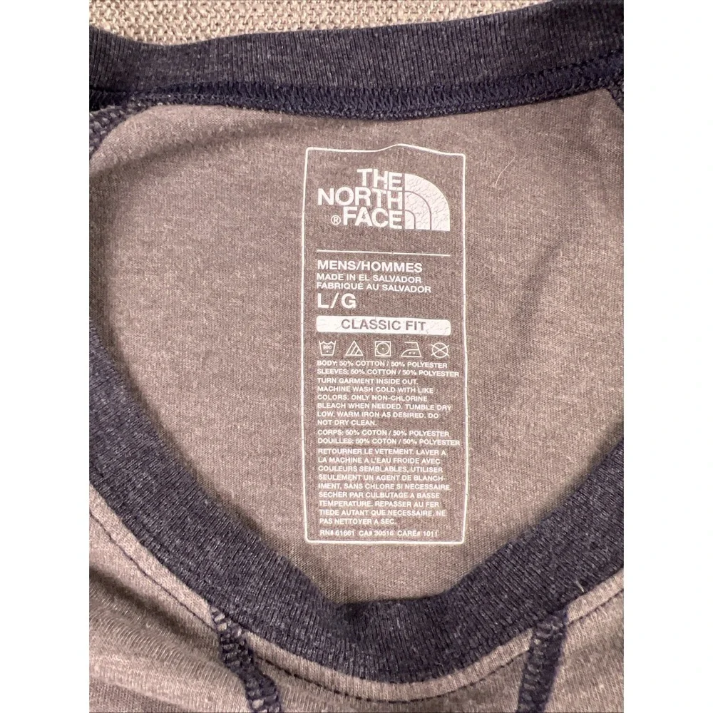 The North Face TNF Logo Raglan Baseball T-Shirt Gray Blue Men's LG